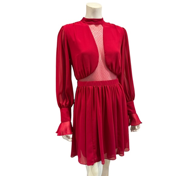 NEW Express Red Point D’esprit Lace Fit and Flare Dress - Picture 1 of 13